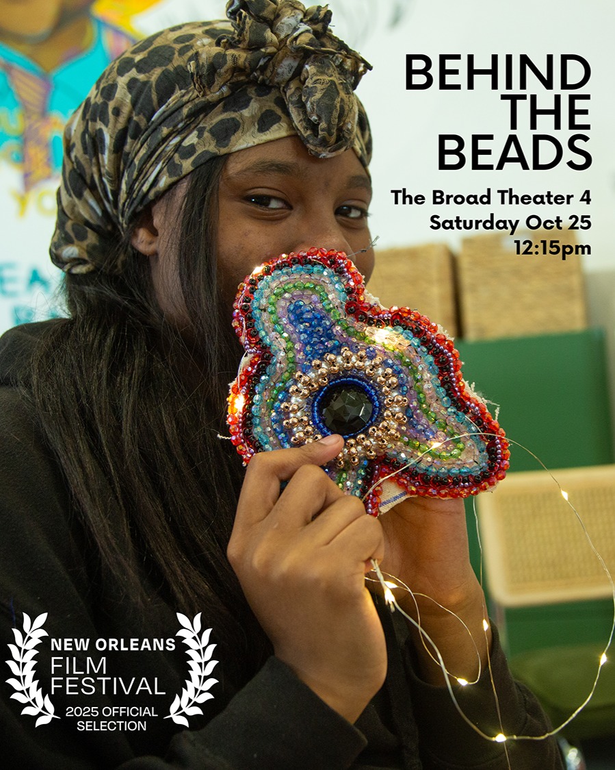 See "Behind the Beads," a 9 min doc created by the YAM Tech Cohort and me, this Saturday at the Broad Theater 4!
Showing in a young audiences (YA) program of narrative shorts.
Featuring Queen Angel Chung Cutno, Big Queen Washita Ausettua AmorAmenkum, and Maroon Queen Cherise Harrison-Nelson.
.
.
#noff2025 @artsneworleans @this.is.yam @magikfox @amoramenkum @guardiansoftheflamemaroons
@thebroadnola